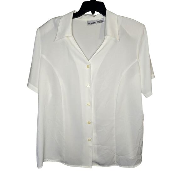 Liz Baker White Button Front Blouse, Size 18W – Classic Wardrobe Staple [0117] - Picture 1 of 9